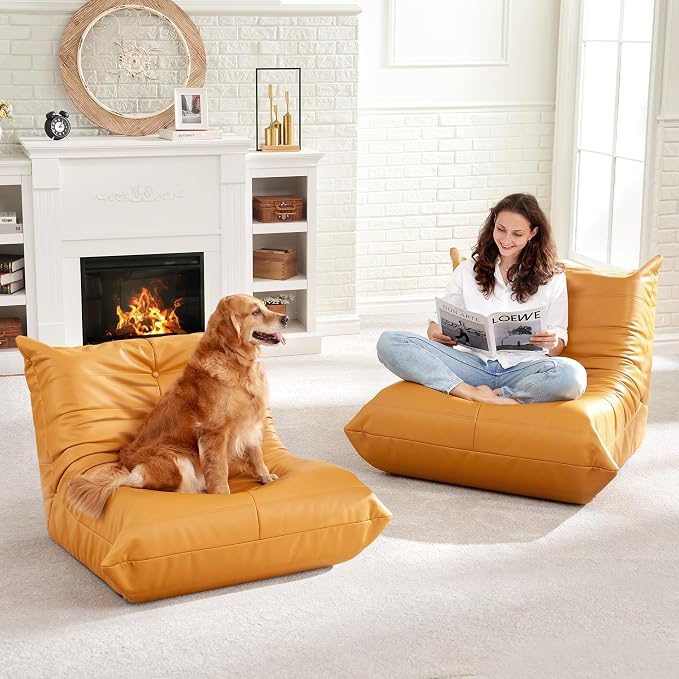 Hobestluk Giant Bean Bag Chair Lazy Floor Sofa, Memory Foam Fireside Sofa - Image 7