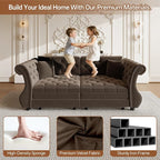 83.8" Oversized Pull Out Sofa Bed, Chesterfield Velvet Sleeper Sofa Couch - Image 5