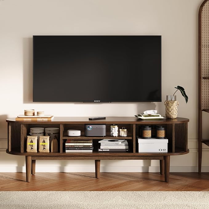 LINSY HOME 58" Fluted TV Stand for TVs up to 65 Inch, Mid Century Modern - Image 6