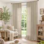 BGment Camel Linen Sheer Curtains 84 Inches Long - Image 2