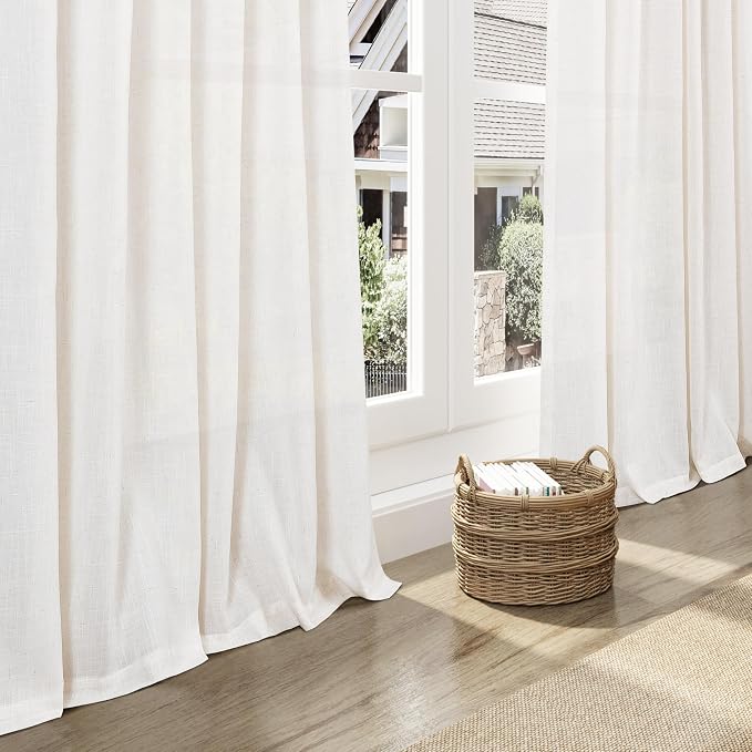 Ivory White Linen 144 Inch Curtains - Image 5