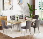 Henf 63"-79" Dining Table Set for 6, 7 Pieces Extendable Dining Table and 6 by Henf
