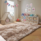 Rugs for Living Room Bedroom, Tie-Dyed Beige 5x8 Fluffy Bedside Area Rug - Image 8
