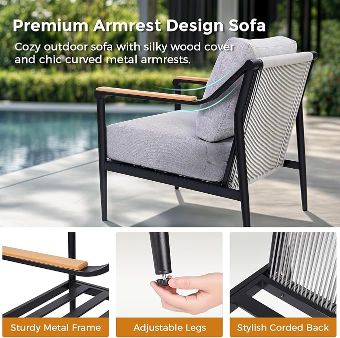 Jocoevol 4 Pieces Outdoor Sofa Conversation Set, 4 Seats Couch Set - Image 2