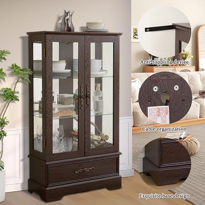 Lighted Glass Cabinet, Curio Display Cabinet - Image 4