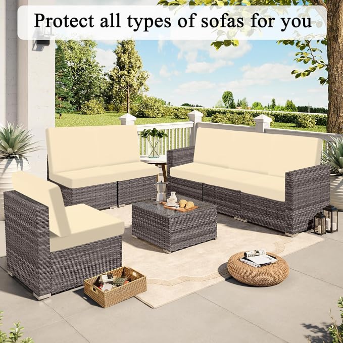 HEBE Outdoor Cushion Covers 12 Pcs, Stretch Patio Sofa Couch Cushion Cover | - Image 8