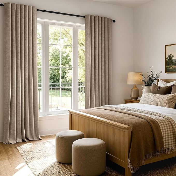 MIULEE 100% Blackout Linen Curtains 42 x 84 Inch Copper Brown 2 Panels | - Image 8