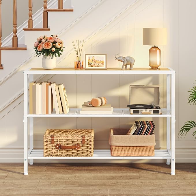 Hoctieon Industrial Console Table, 3 Tier Entryway Tables, Hallway Desk - Image 5
