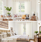 YoungsTex Ivory Linen Semi Sheer Curtains 78 Inch Length - Image 2