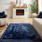 AMTOVO Faux Fur Sheepskin Rug for Living Room, 4 x 6 ft Dark Blue Fluffy Area - Image 2