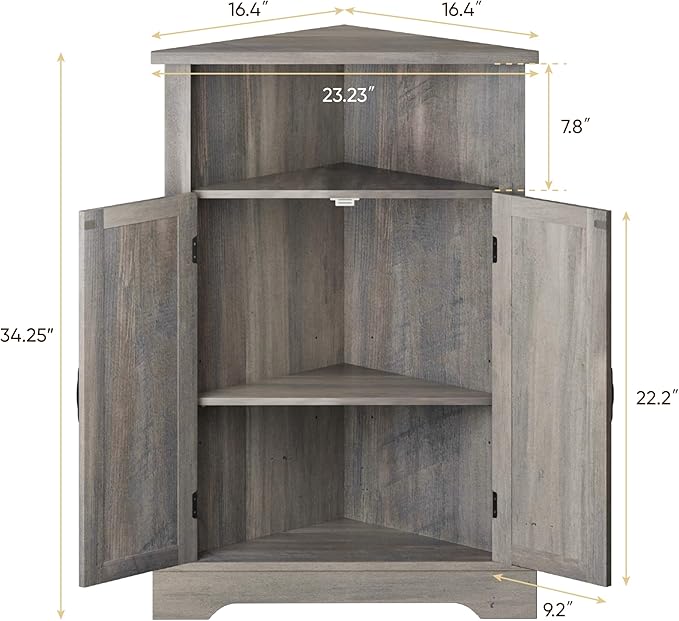 Smuxee Bathroom Corner Storage Cabinet, Farmhouse Floor Corner Cabinet - Image 2