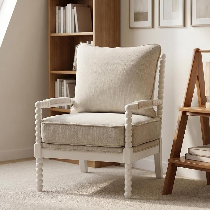 DUHOME Linen Fabric Spindle Accent Chairs Set of 2 - Image 3