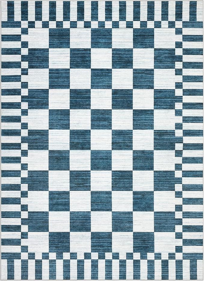 GarveeHome Blue Checkered Rug 6x9 Area Rugs - Image 5