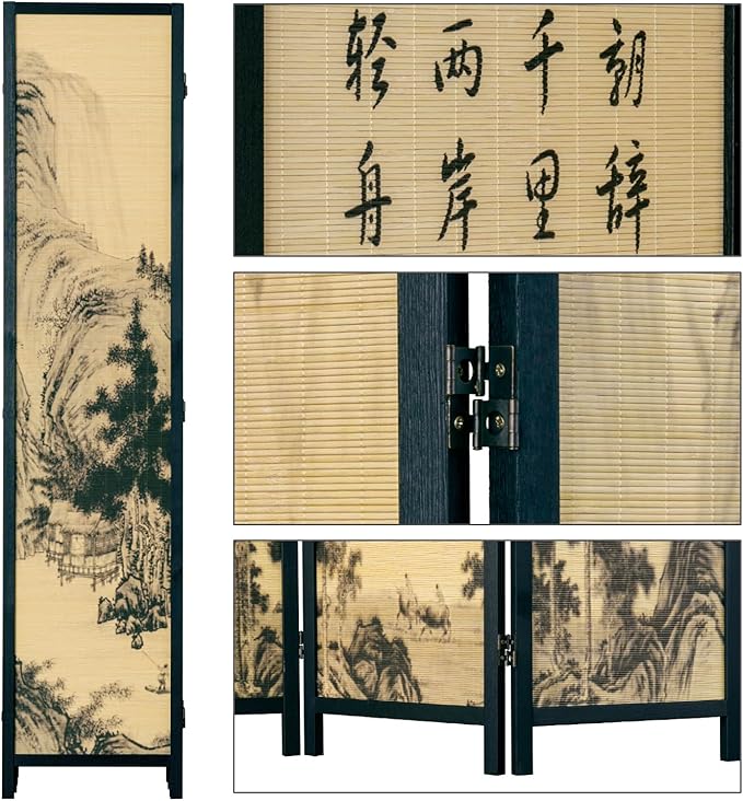 MyGift Decorative 6 Panel Folding Room Divider Bamboo Screen - Image 4