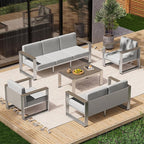 2 Pieces Outdoor Aluminum Armchair, Modern Patio Patio Furniture - Image 8