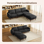 Vesgantti 97" Modular Sectional Sofa Black, U-Shaped Couch - Image 7