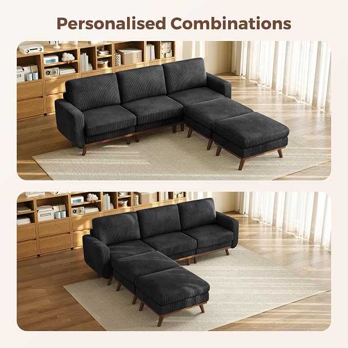 Vesgantti 97" Modular Sectional Sofa Black, U-Shaped Couch - Image 7