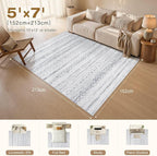 cotiled Boho 5x7 Area Rugs for Living Room: Soft Moroccan Washable Rug | Solve - Image 9