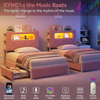 Twin Upholstered LED Bed Frame - Image 4