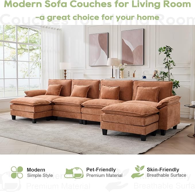 Oprisen 154" Modular Sectional Sofa, Comfy Cloud Couch Sectional Sofa - Image 6