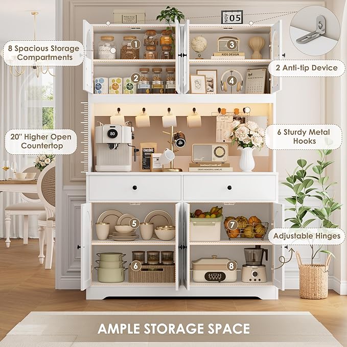 HIFIT 71" LED Kitchen Pantry Cabinet - Image 7