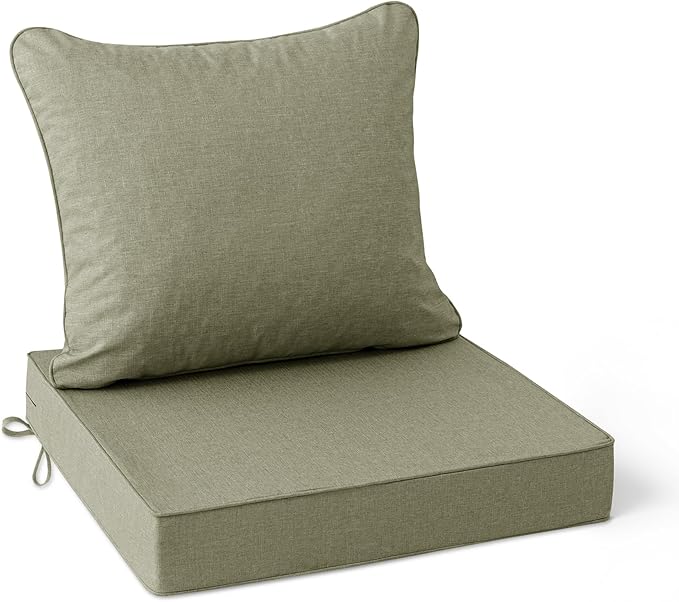 Summsun Water Resistant Outdoor Chair Cushions, Faux Linen Backrest and Seat by SUMMSUN