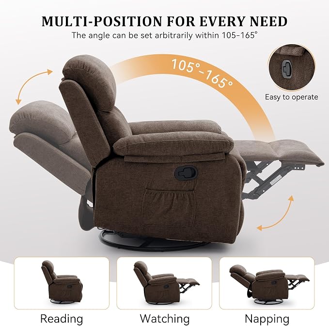 Korser Recliner Chair, 360 Swivel Rocker Chair - Image 4