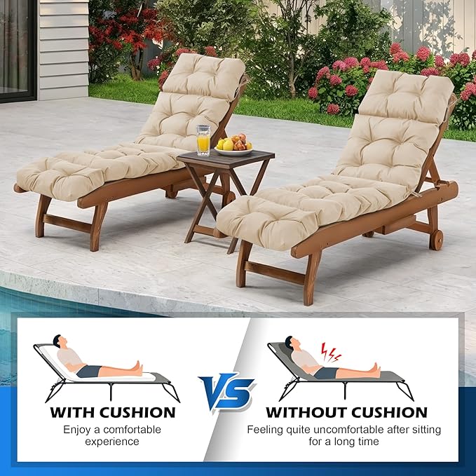 Chaise Lounge Cushions Outdoor, Waterproof & Fade Resistant Patio Lounge Chair - Image 6