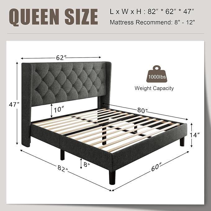 Einhomn Queen Size Platform Bed Frame - Image 2