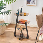 BEWISHOME Round End Table Tempered Glass Side Table - Image 2
