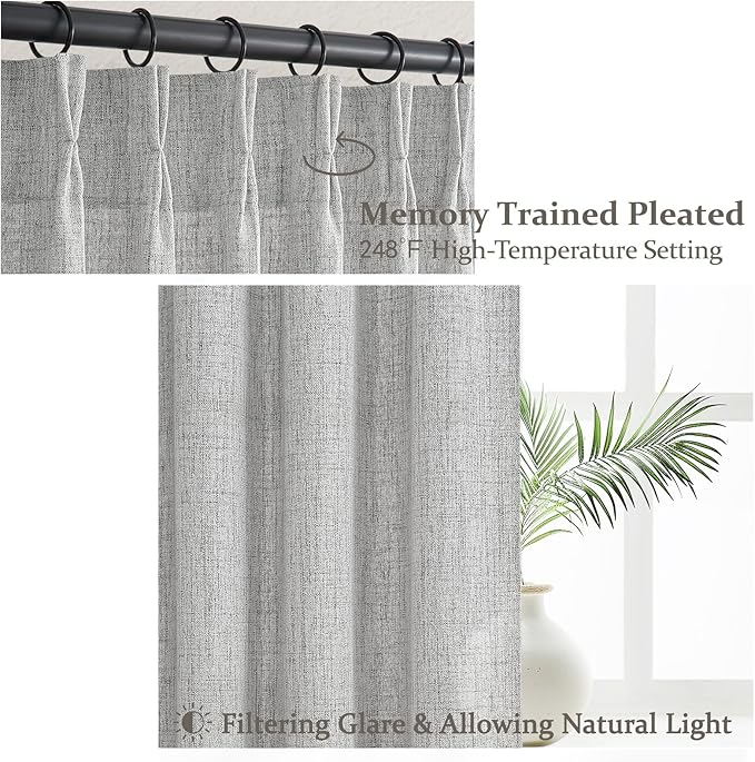 Extra Long 120 Inch Light Grey Thick Linen Curtains - Image 4