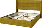 Allewie Full Size Lift Up Storage Bed, Modern Wingback Headboard, Hydraulic - Image 9