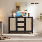 SICOTAS Rattan Sideboard Buffet Coffee Bar Cabinet - Image 4