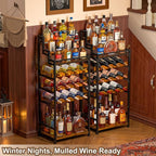 Tiered Wine Rack and Liquor Cabinet, Large Capacity Freestanding Floor Wine - Image 5