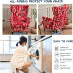 HAOYONG Christmas Stretch Wingback Chair Cover 2 Pieces Wing Chair Slipcover - Image 4