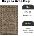3x5 Brown Vintage Floral Washable Area Rug - Image 2