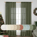 Olive Green Linen Curtains for Living Room Bedroom, 52 x 108 Inch | Light by LAMIT