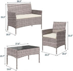 GarveeLife 4-Piece Patio Furniture Set, Rattan Outdoor Furniture - Image 2