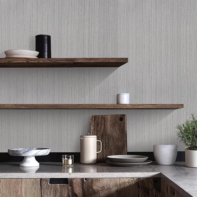 Grasscloth Peel and Stick Wallpaper Modern 15.7in x 118.1in Textured Linen - Image 3