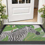 LUMI Outside Welcome Door Mat 17x30, Non-Slip Durable Rubber Easy Clean | Zebra - Image 3