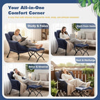 Lazy Chair with Ottoman, Large Accent Chair with Ottoman and a Throw Pillow - Image 8