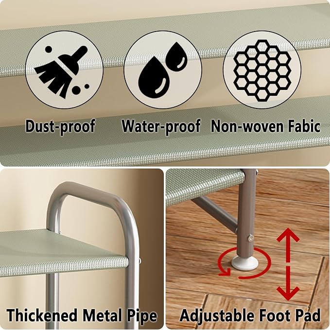 INGIORDAR Shoe Rack 3 Tier Long Storage Organizer Wide Metal Shoe Shelf - Image 6