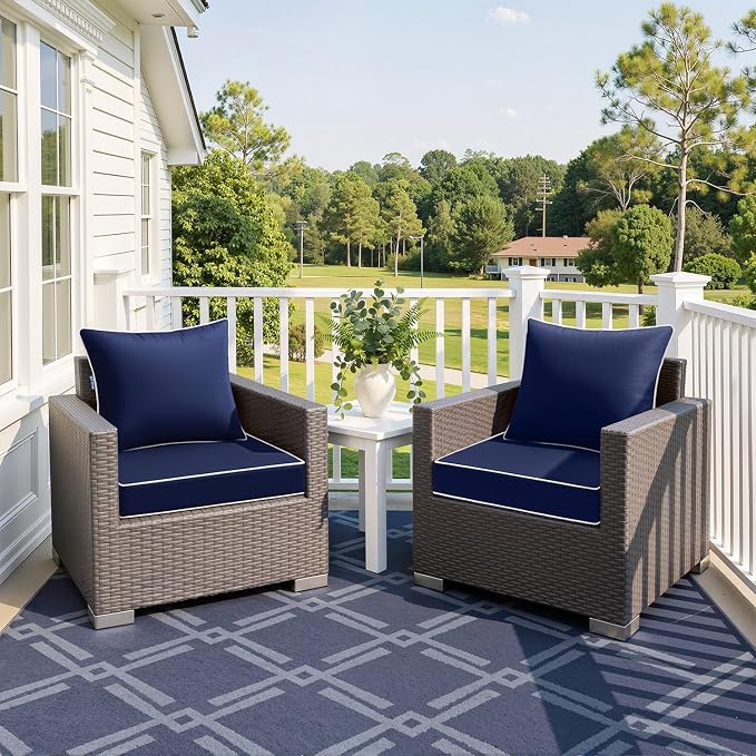 MIULEE Navy Outdoor Seat Cushion 22x24 Inch Waterproof & 3 Year Fade Resistant - Image 2