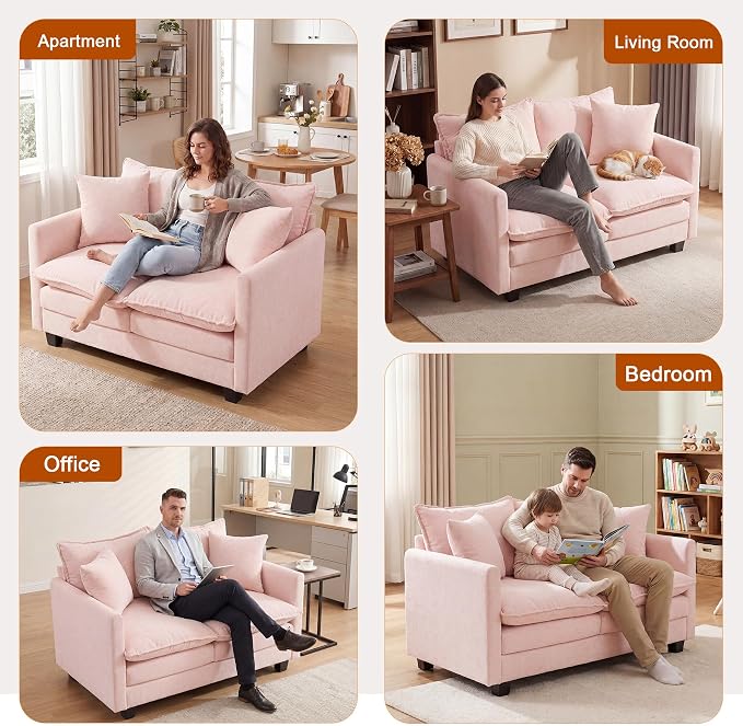 Loveseat Sofa Cloud Sofa Couch 50'', Modern Loveseats 2 Seat Couch 27" Deep Seat - Image 8