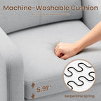 Accent Chair for Living Room Modern Linen Upholstered Armchair Side Wooden - Image 8