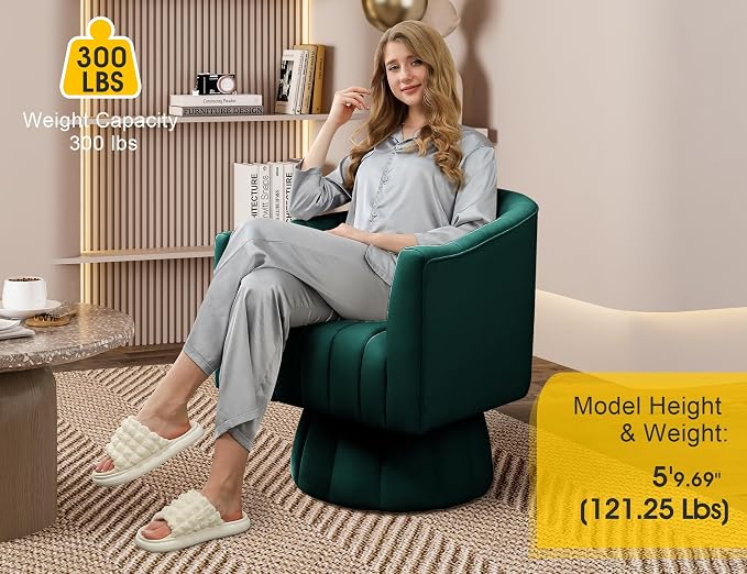Dewhut Swivel Accent Chair, 360° Swivel Barrel Chair - Image 4