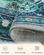 RELEANY Washable Area Rug, Round 8ft, Teal | Non-Slip, Water Repellent - Image 4
