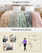 Ultra Soft Cozy Faux Fur Throw Blanket, Fuzzy Plush Thick Bubble Blanket - Image 6