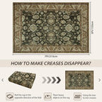 Area Rugs for Living Room, Washable 5x7 Area Rug for Bedroom, Retro Floral - Image 2