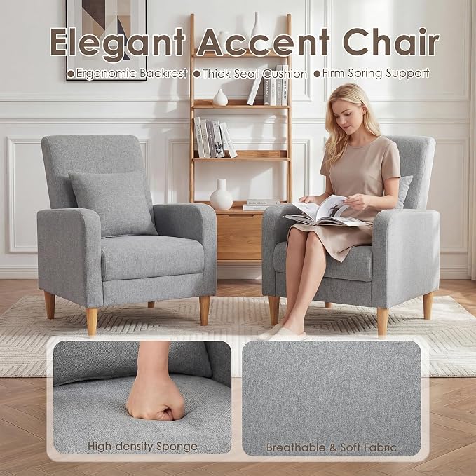 COLAMY Mid-Century Modern Upholstered Accent Chair - Image 5